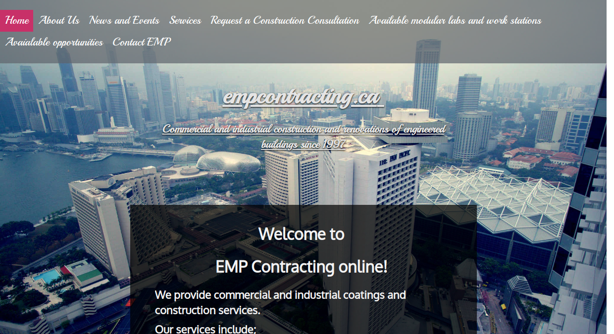 EMP Contracting - commercial and industrial construction company branded and searchable online!