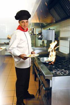 Erik Parti CEO as talent playing "The Chef" in a custom uniform promotional catalog